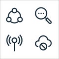 network line icons. linear set. quality vector line set such as no connection, wifi, search results