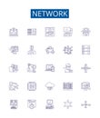 Network line icons signs set. Design collection of Network, Technology, Connectivity, System, Media, Infrastructure
