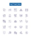 Network line icons signs set. Design collection of Network, Technology, Connectivity, System, Media, Infrastructure