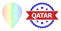 Network Map Pointer Mesh Icon with Spectral Gradient and Grunge Bicolor Qatar Watermark