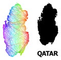 Network Map of Qatar with Spectrum Gradient Royalty Free Stock Photo