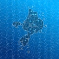 Network map of Sark. island digital connections. Royalty Free Stock Photo