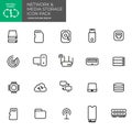 Network and media storage outline icon pack