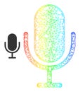 Network Microphone Web Mesh Icon with Spectrum Gradient