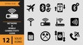 12 Network and Mobile Connectivity Icons solid icon set. mobile network signal wireless connection solid icons Royalty Free Stock Photo