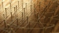Network, networking, connect, wire. Linking entities. Network of gold wires on rustic wood.