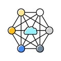 network nodes cloud computing color icon vector illustration Royalty Free Stock Photo