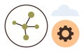 Network Nodes with Gear and Cloud Representing Technology, Connectivity, and Automation Royalty Free Stock Photo