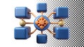 Network nodes icon, representing data connection and systems png transparent image Generative AI Royalty Free Stock Photo