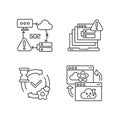 Network notifications linear icons set Royalty Free Stock Photo