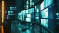 Network operations center, server room, data management, technology infrastructure, blue tones Royalty Free Stock Photo
