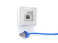 Network outlet in house shape with network plug Royalty Free Stock Photo