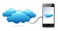 Network phone connecting with clouds Royalty Free Stock Photo