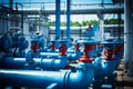 Network Of Pipes And Valves Controlling Water Flow Royalty Free Stock Photo