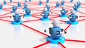 Network of platforms with bots on top botnet cybersecurity concept