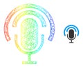 Network Podcast Microphone Web Mesh Icon with Spectrum Gradient