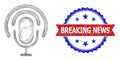 Network Podcast Web Mesh and Textured Bicolor Breaking News Stamp