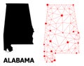 Network Polygonal Map of Alabama State with Red Stars