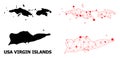 Network Polygonal Map of American Virgin Islands with Red Stars