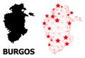 Network Polygonal Map of Burgos Province with Red Stars