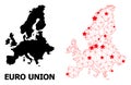 Network Polygonal Map of Euro Union with Red Stars