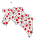 Network Polygonal Map of Groningen Province with Red Covid Centers