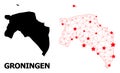 Network Polygonal Map of Groningen Province with Red Stars