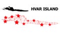 Network Polygonal Map of Hvar Island with Red Stars