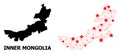 Network Polygonal Map of Inner Mongolia with Red Stars