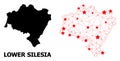 Network Polygonal Map of Lower Silesia Province with Red Stars