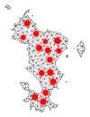 Network Polygonal Map of Mayotte Islands with Red Coronavirus Items Royalty Free Stock Photo