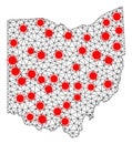 Network Polygonal Map of Ohio State with Red Covid Items