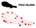 Network Polygonal Map of Pico Island with Red Stars