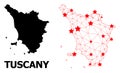 Network Polygonal Map of Tuscany Region with Red Stars