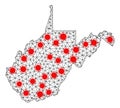 Network Polygonal Map of West Virginia State with Red Infectious Nodes Royalty Free Stock Photo