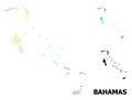 Carcass Polygonal Map of Bahamas Islands with Red Stars