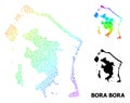 Network Polygonal Map of Bora-Bora with Red Stars