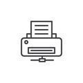 Network printer line icon, outline vector sign, linear style pictogram isolated on white. Royalty Free Stock Photo