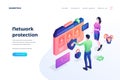 Network protection landing page vector template isometric illustration Royalty Free Stock Photo