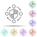 Network protection multi color icon. Simple thin line, outline vector of security icons for ui and ux, website or mobile Royalty Free Stock Photo