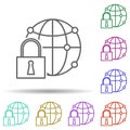 Network protection multi color icon. Simple thin line, outline vector of security icons for ui and ux, website or mobile Royalty Free Stock Photo