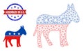 Triangle Mesh Republican Donkey Icon and Unclean Bicolor Assembled in U.S. Stamp