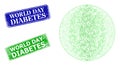 Grunged World Day Diabetes Seals and Triangle Mesh Round Sphere Icon