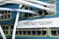 Network router with a DO NOT TOUCH sign