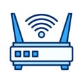 Network Router Flat Colored Icon for Internet and Wireless Connection System Royalty Free Stock Photo