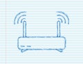 Network Router sketch icon. Wifi router, wireless broadband modem. Communication Access Network. Vector stock Royalty Free Stock Photo