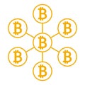 Network scheme bitcoin, database icon. Vector Royalty Free Stock Photo