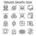 Network Security, Internet firewall icon set in thin line style
