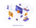 Network security isometric web banner. Royalty Free Stock Photo