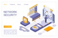Network security landing page isometric vector template Royalty Free Stock Photo
